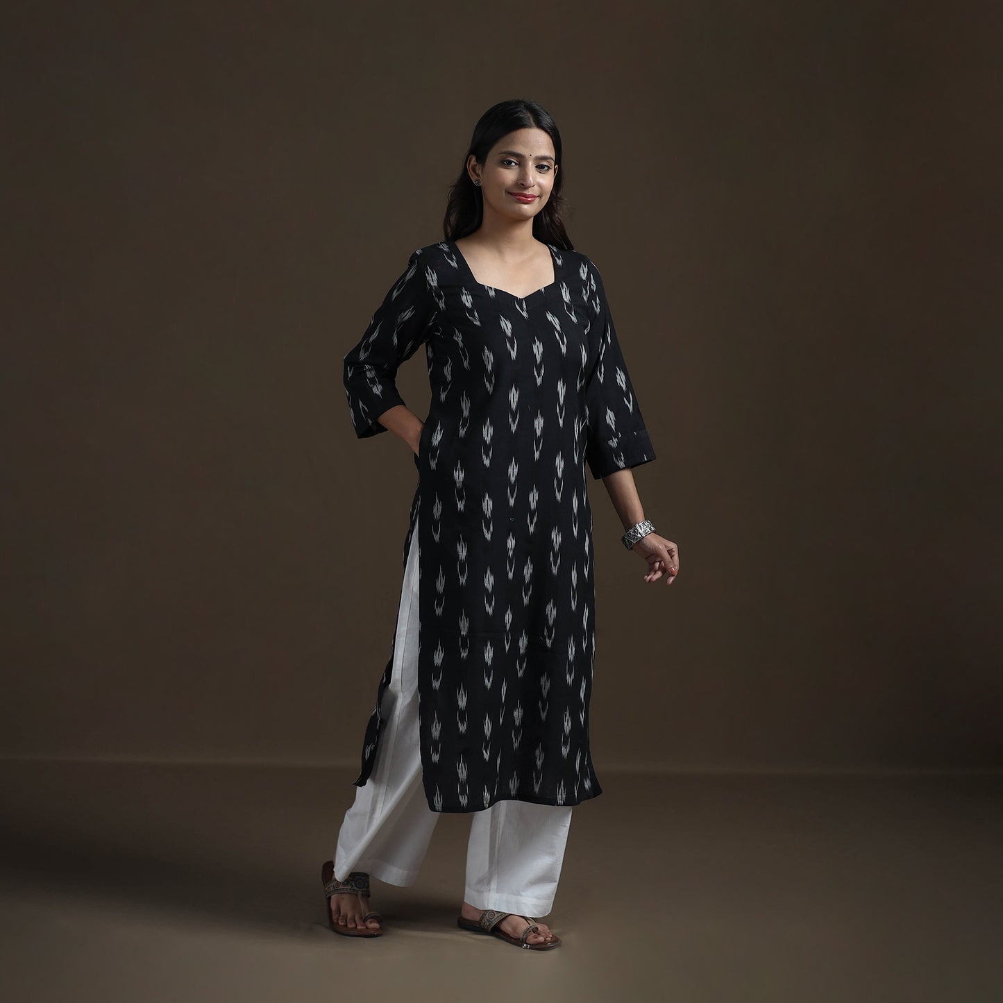 Pochampally Ikat Cotton Straight Kurta for Women 16
