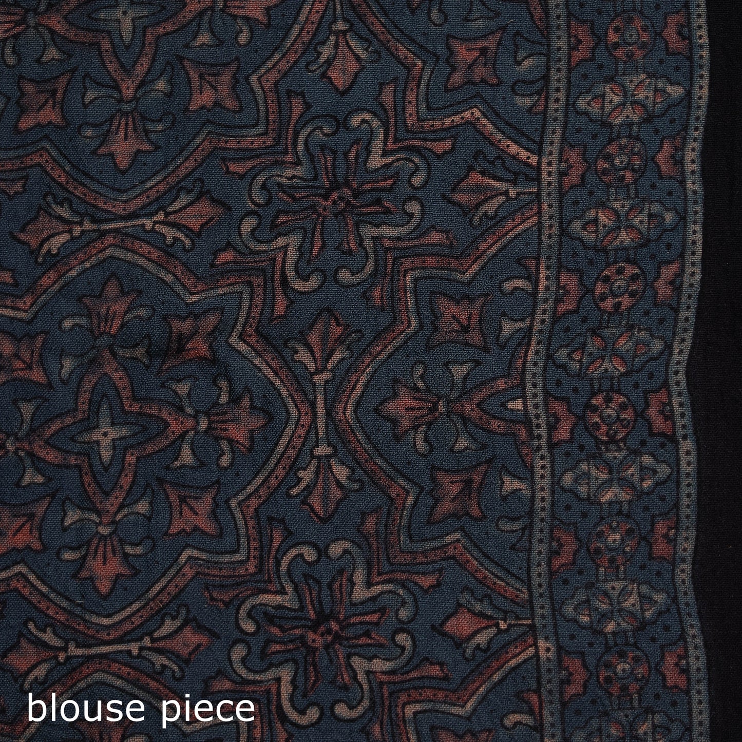 Handwoven Merino Wool Natural Dyed Hand Block Print Ajrakh Saree 14