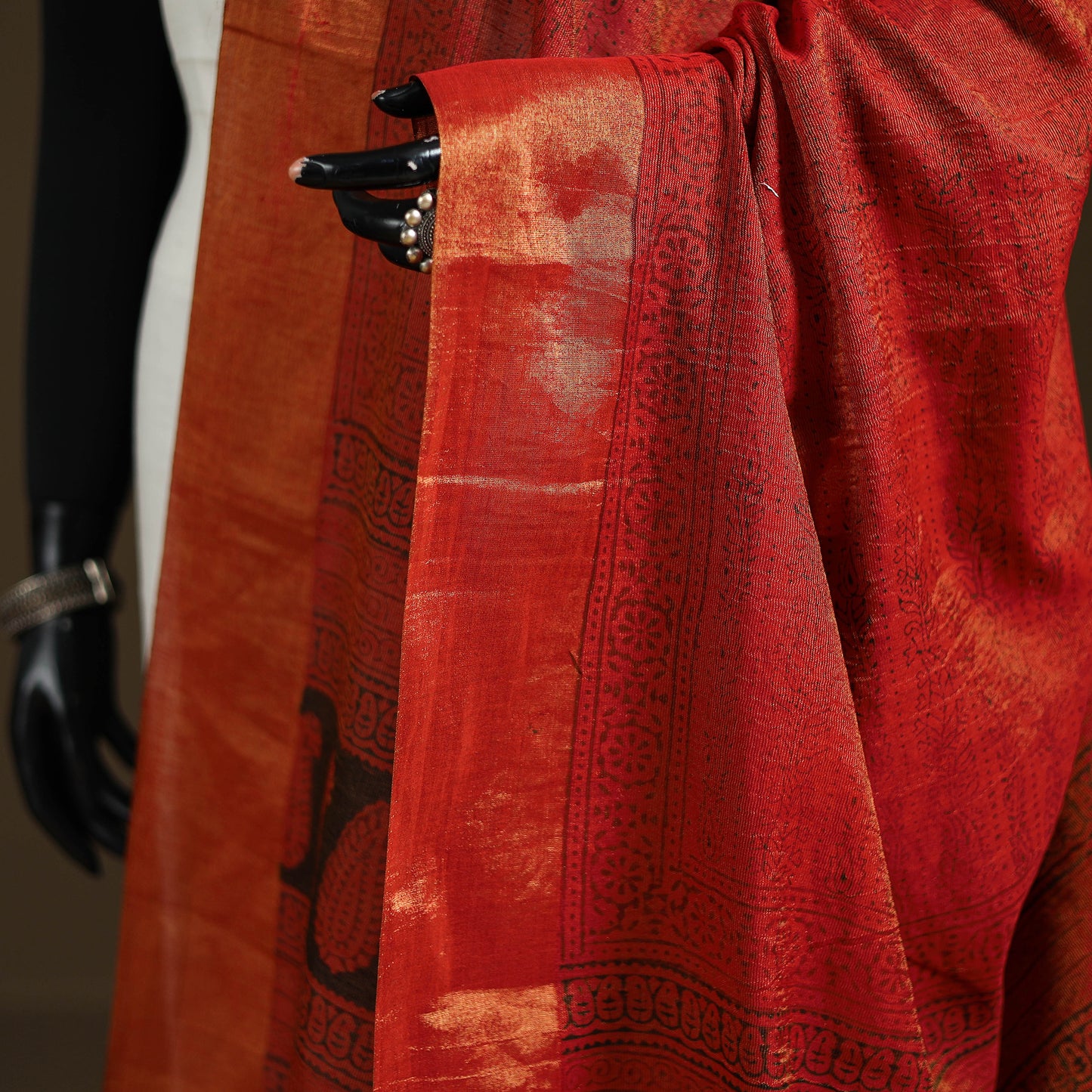 Bagh Hand Block Print Natural Dyed Tissue Zari Chanderi Silk Dupatta 27