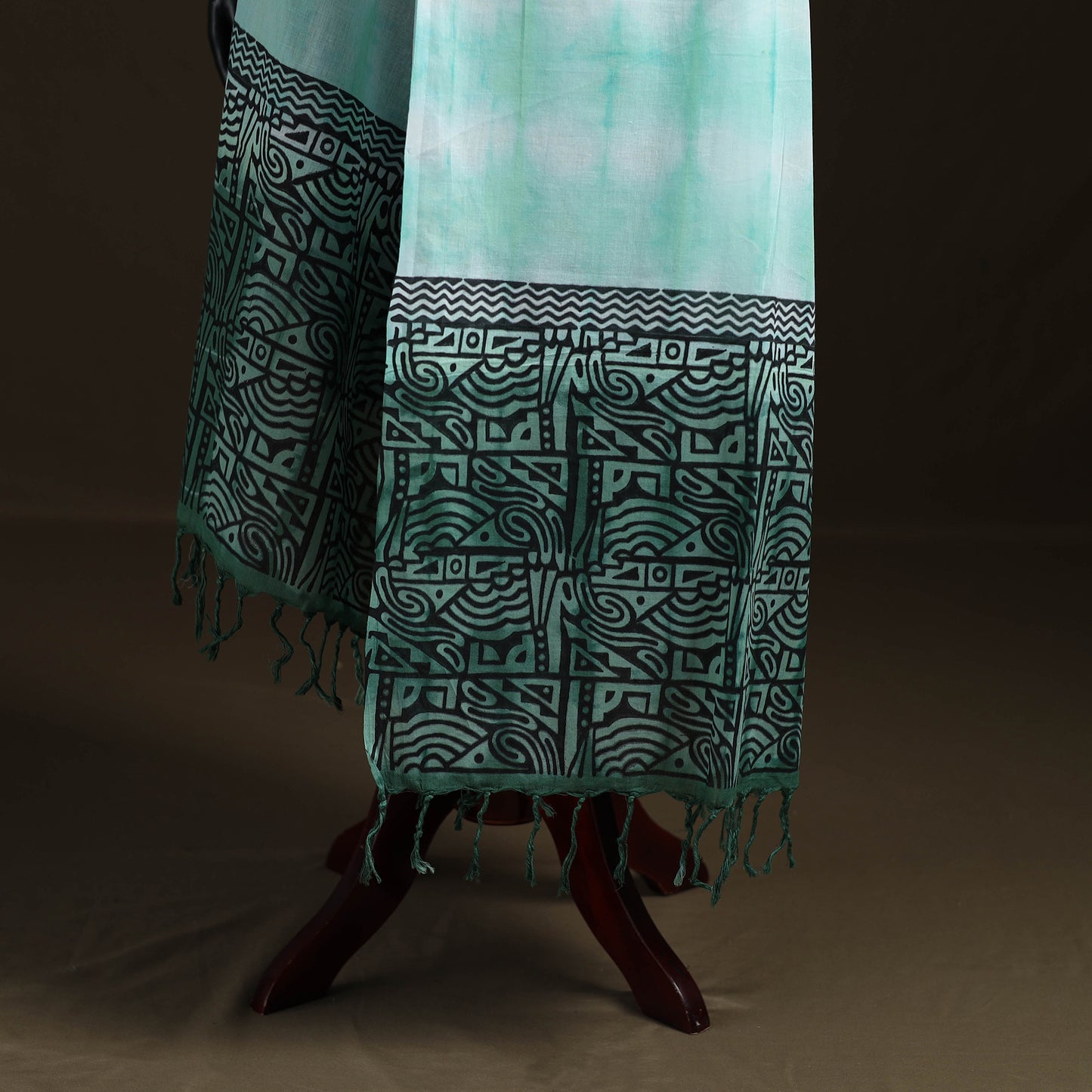 Shibori Tie-Dye Cotton Dupatta with Tassels 23