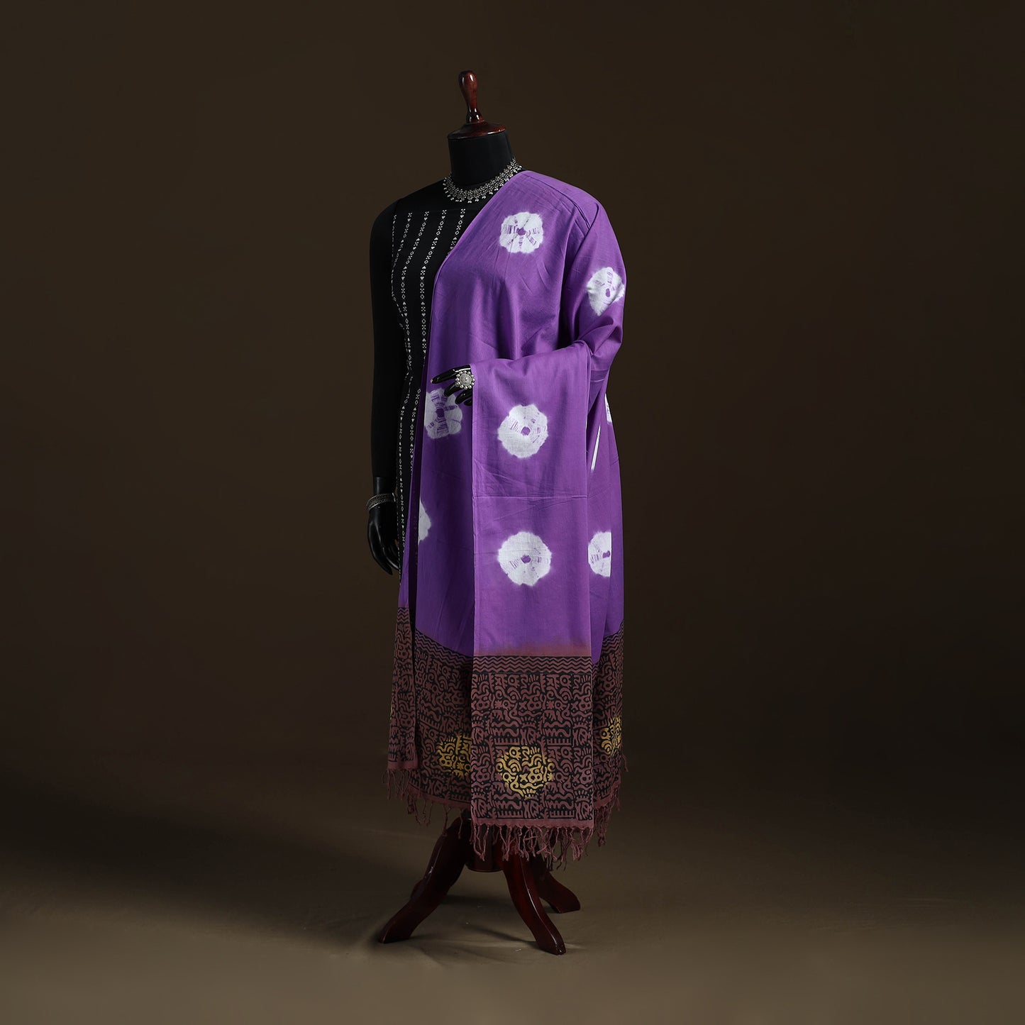 Shibori Tie-Dye Cotton Dupatta with Tassels 25