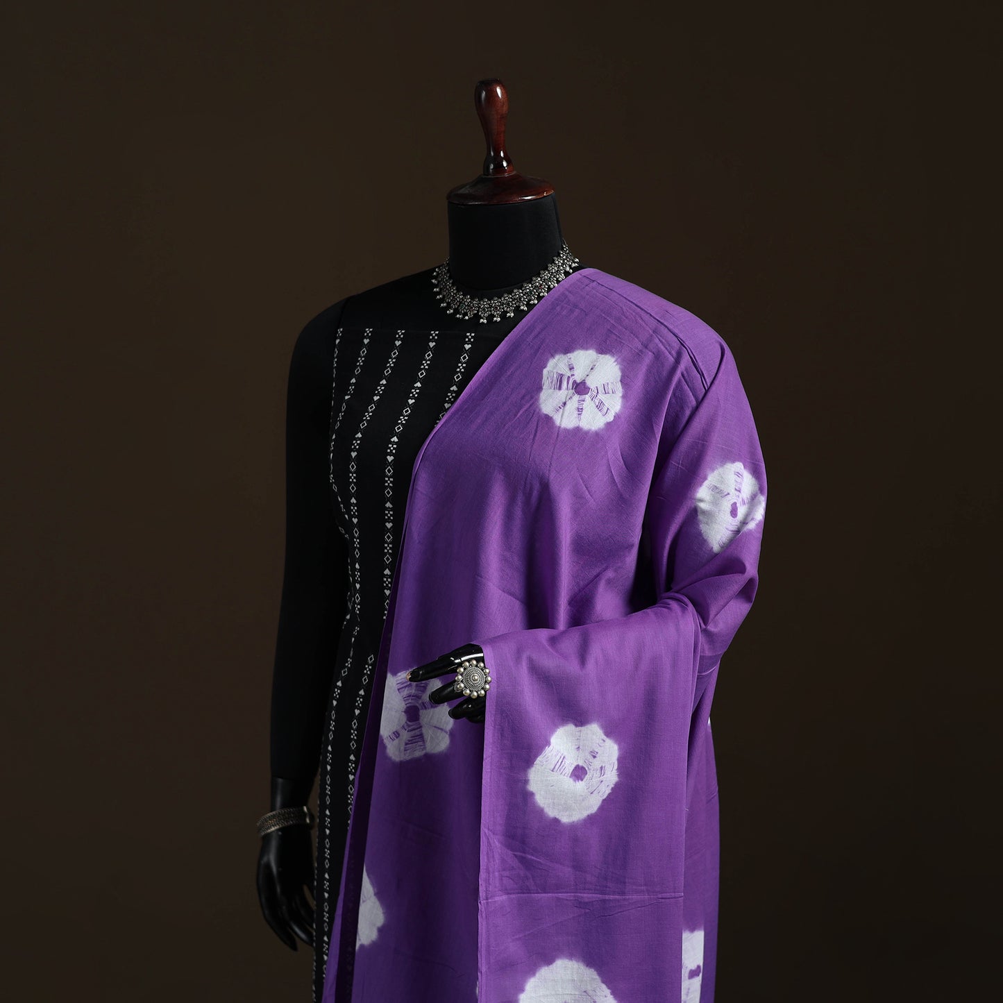 Shibori Tie-Dye Cotton Dupatta with Tassels 25