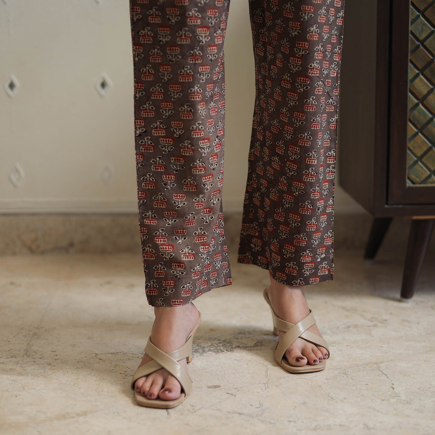 Brown - printed cotton co-ord set 20 - handcrafted