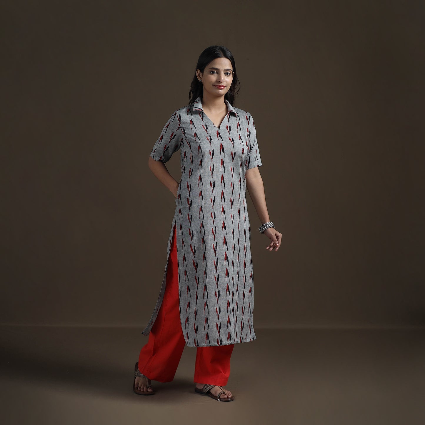 Pochampally Ikat Cotton Straight Kurta for Women 15