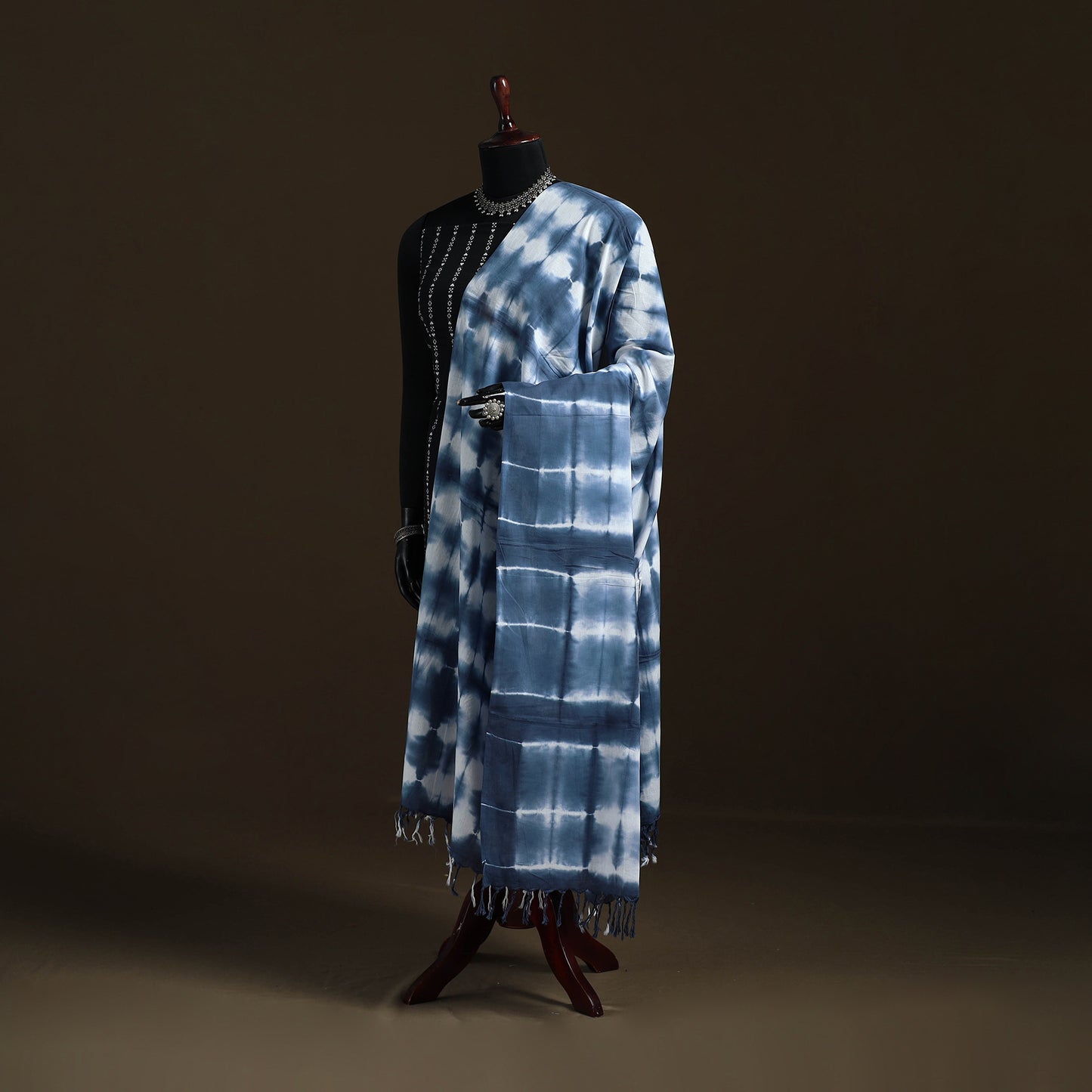 Shibori Tie-Dye Cotton Dupatta with Tassels 27