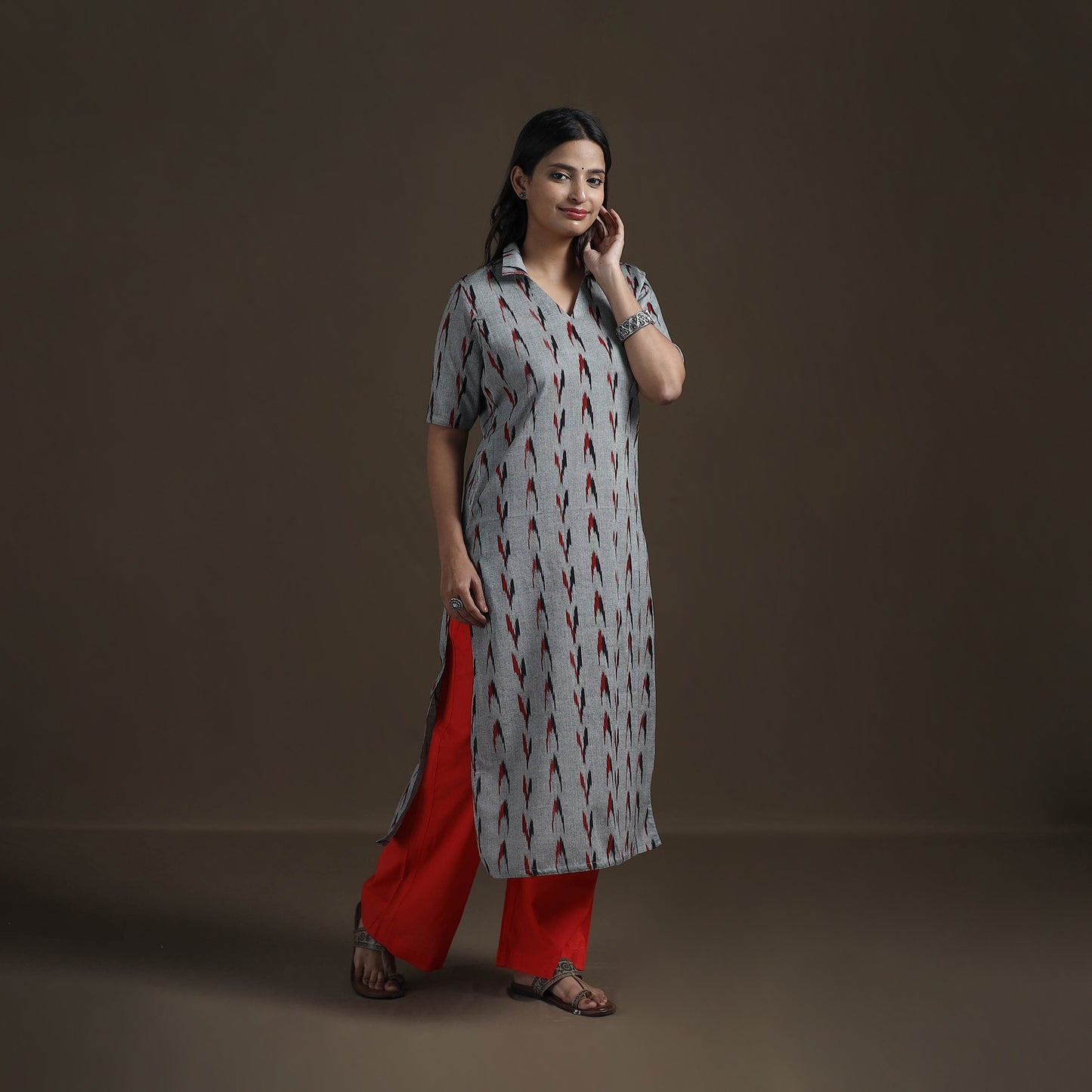 Pochampally Ikat Cotton Straight Kurta for Women 15