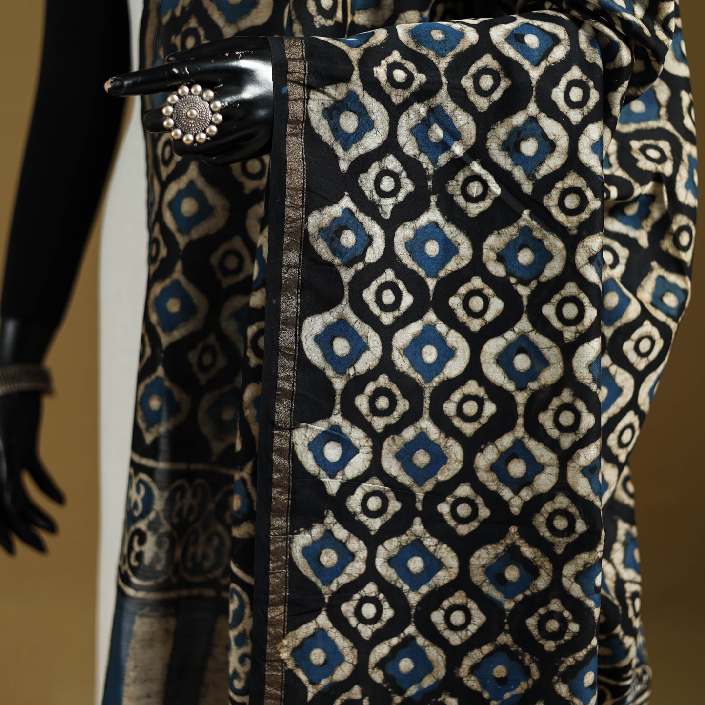 Brown - Pipad Hand Block Print Natural Dyed Chanderi Silk Handloom Dupatta 26