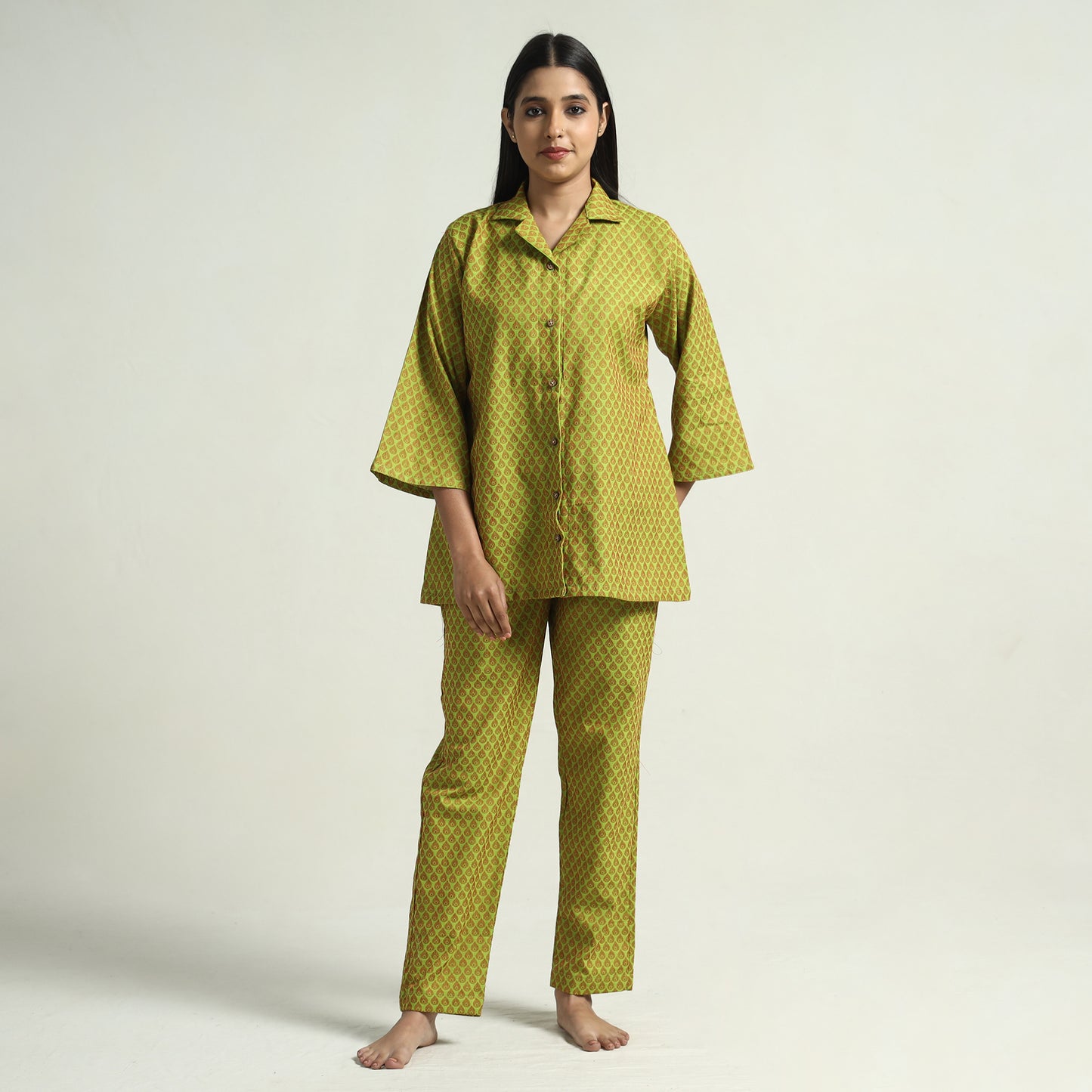 Buy Jacquard Cotton Top & Pyjama Night Suit Set Online at iTokri.com