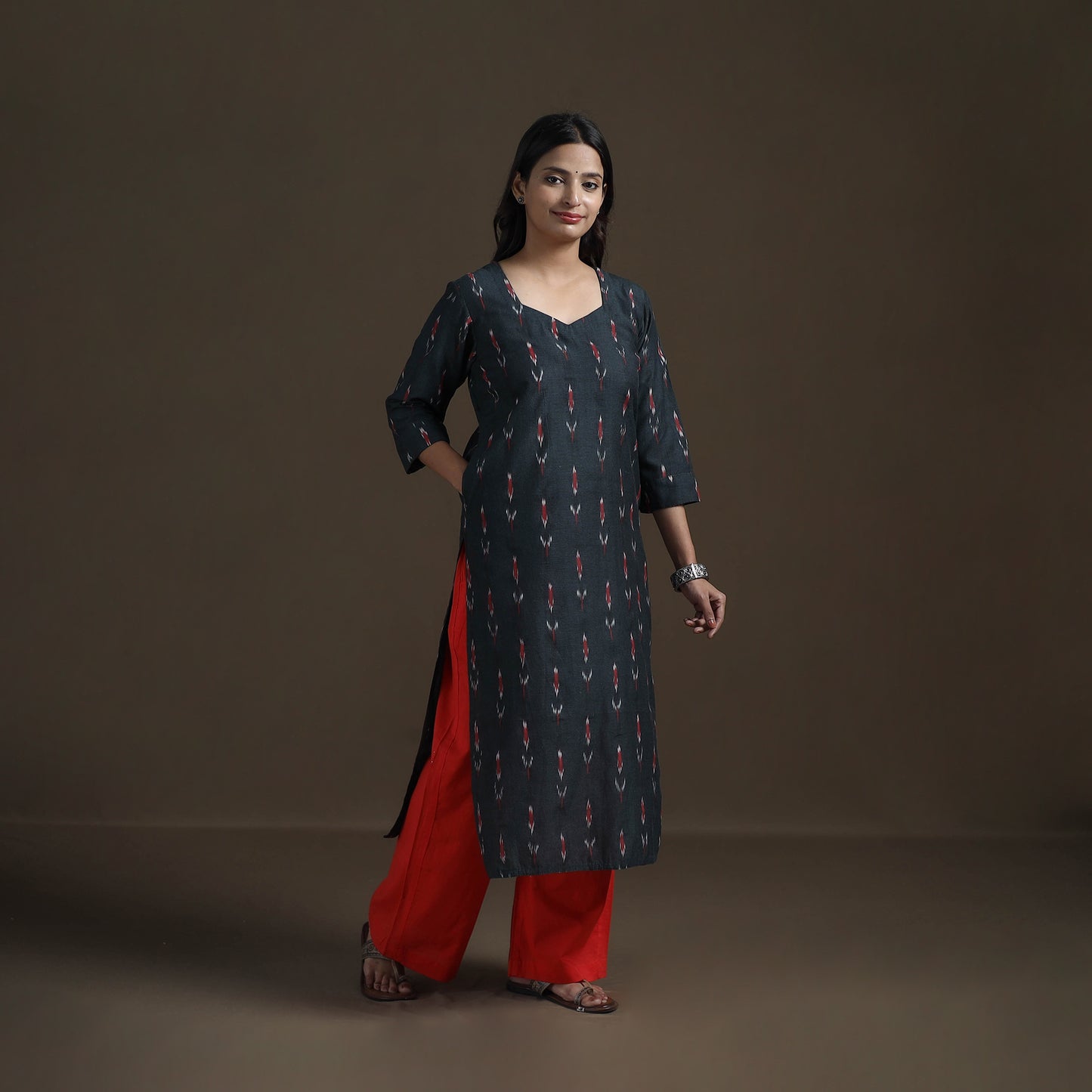 Pochampally Ikat Cotton Straight Kurta for Women 18
