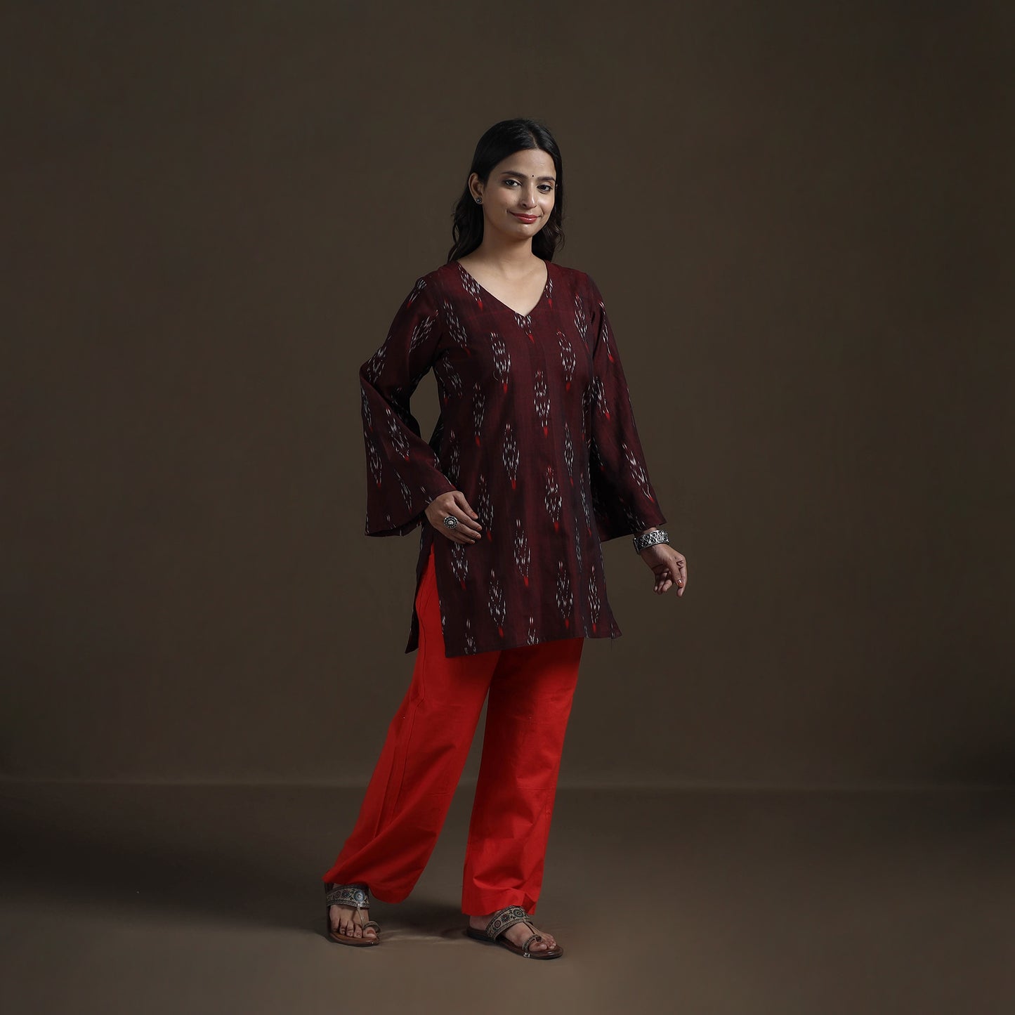 Pochampally Ikat Cotton Short Kurta for Women 24