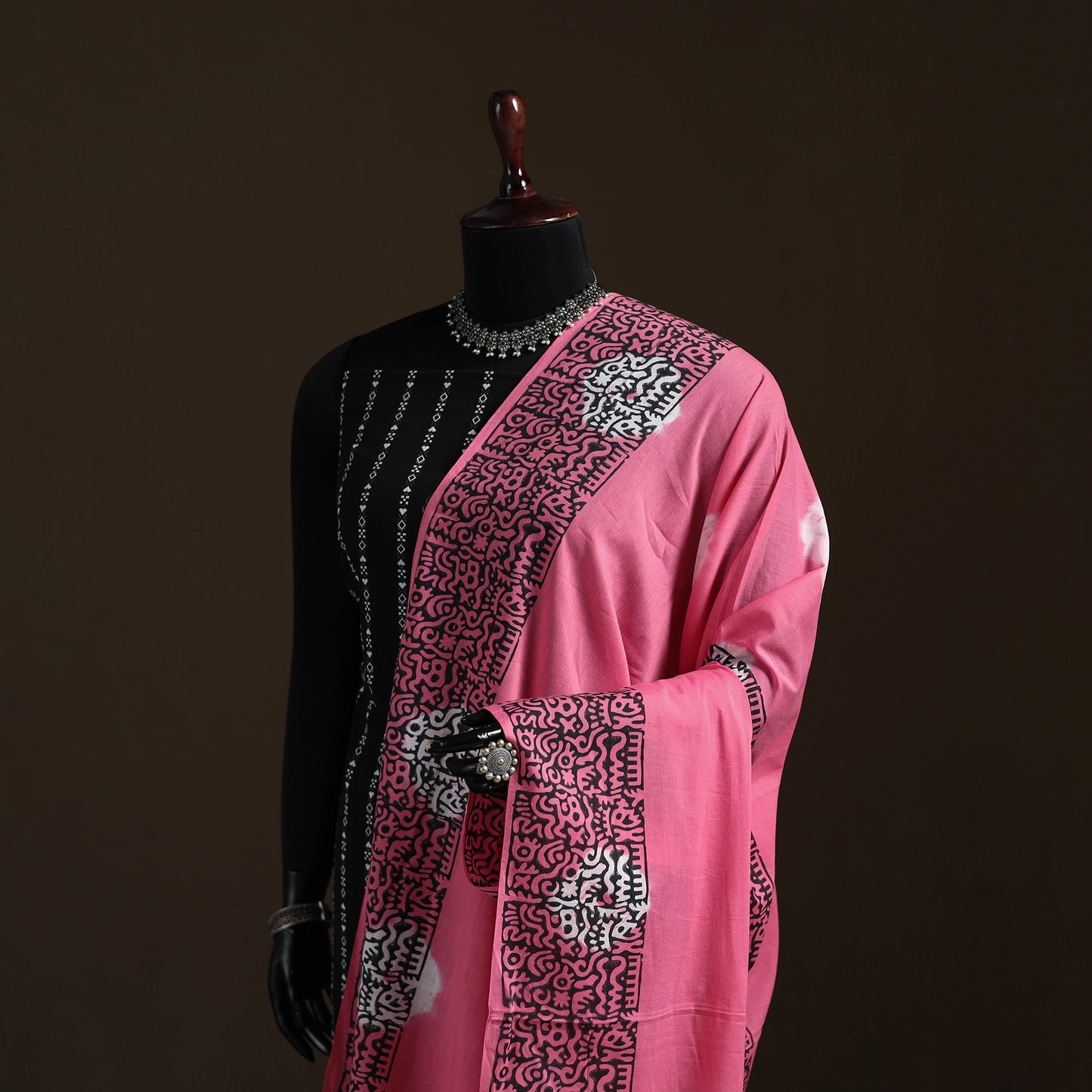 Shibori Tie-Dye Cotton Dupatta with Tassels 31