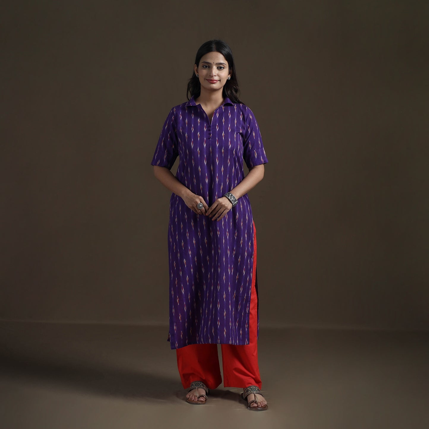 Pochampally Ikat Cotton Straight Kurta for Women 09