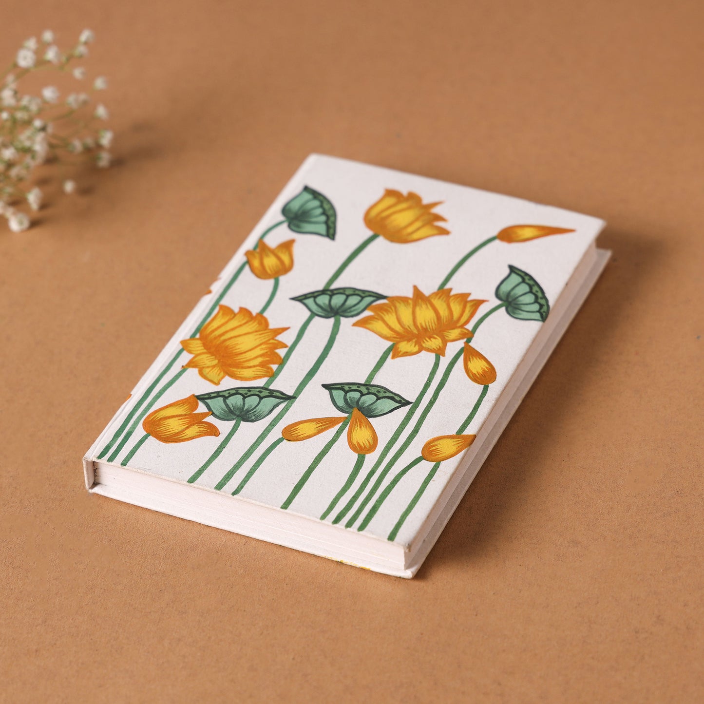 Kamal Talai in Lotus Handpainted Handmade Paper Notebook (6 x 4 in)