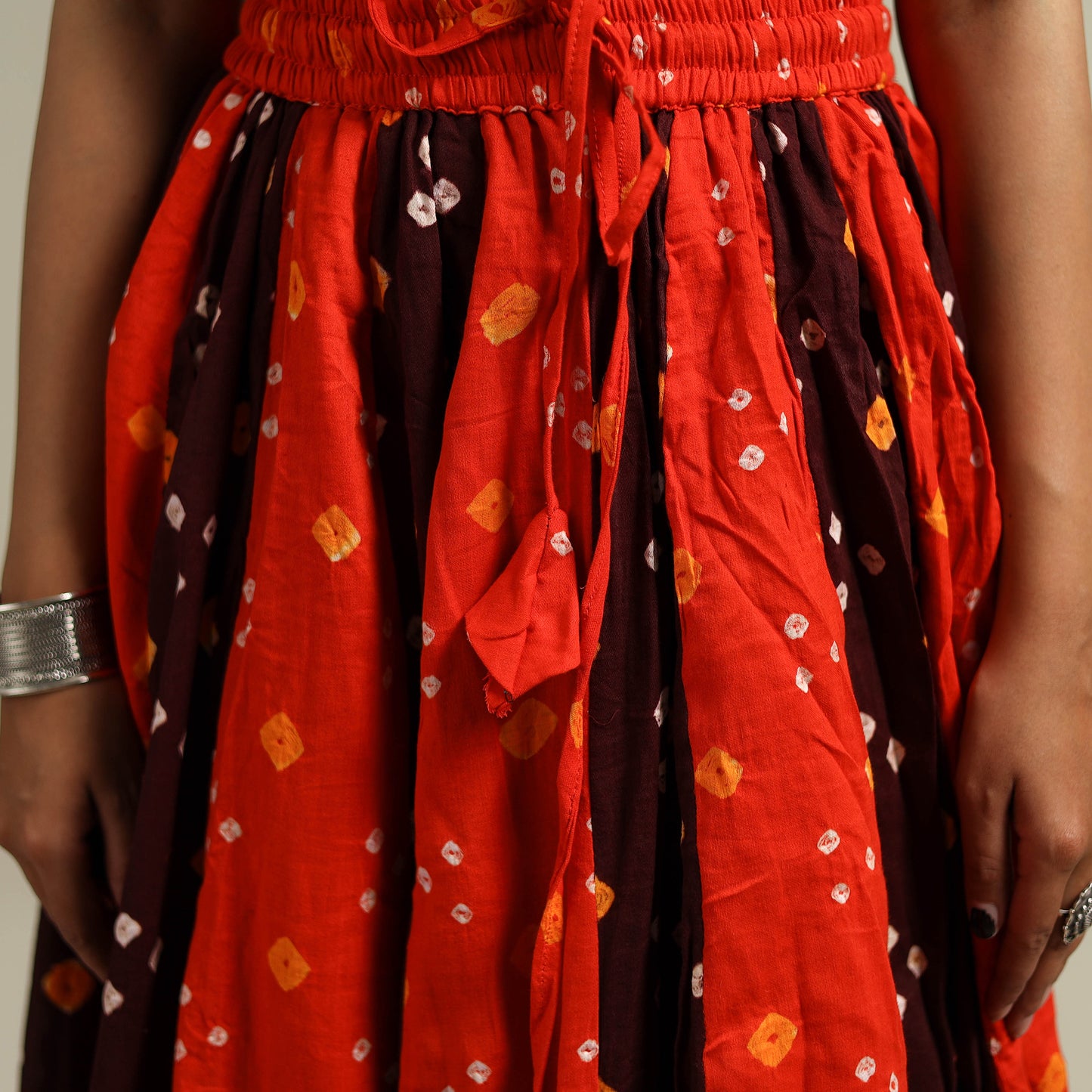 Multicolor - Bandhani Tie-Dye 24 Kali Patchwork Cotton Long Skirt 25