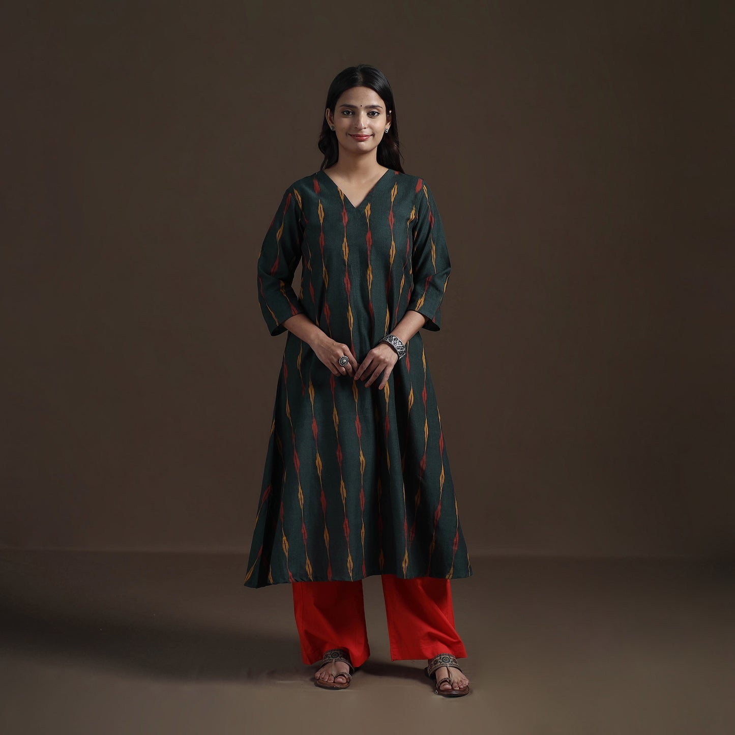 Cotton A-Line Pochampally Ikat Kurta for Women 01