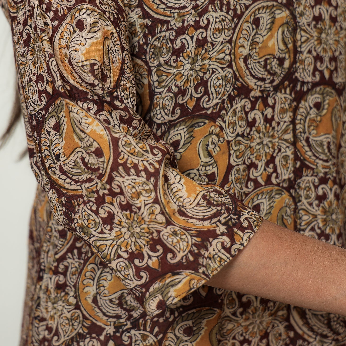 Kalamkari Block Print Mul Cotton Straight Kurta For Women