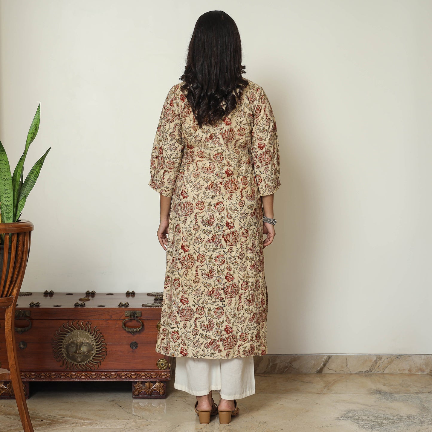 Buy Pedana Kalamkari Hand Block Printed Cotton Straight Kurta 02 Online at iTokri.com