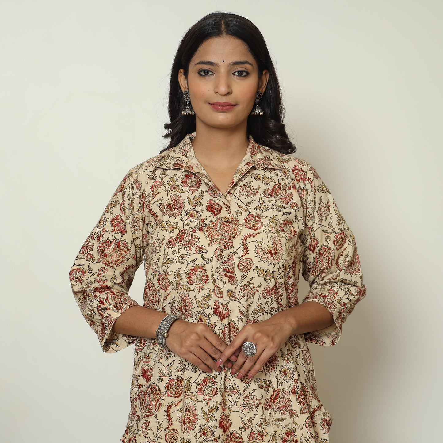 Buy Pedana Kalamkari Hand Block Printed Cotton Straight Kurta 02 Online at iTokri.com