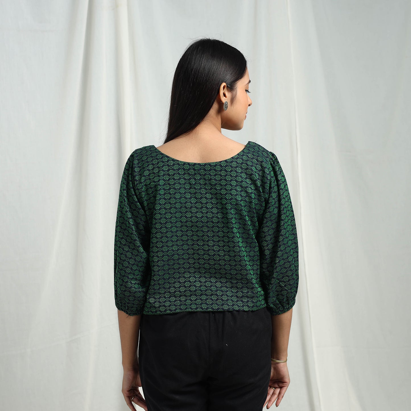 Green - Cotton Jacquard Crop Top 06