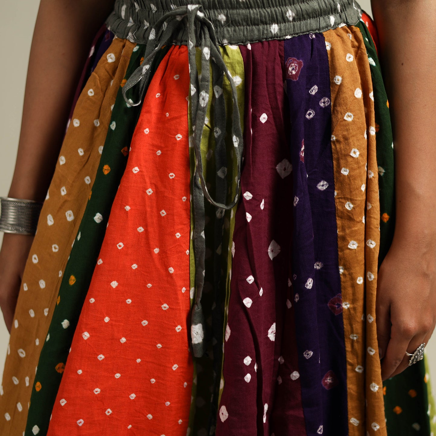 Multicolor - Bandhani Tie-Dye Patchwork Cotton Short Skirt 31