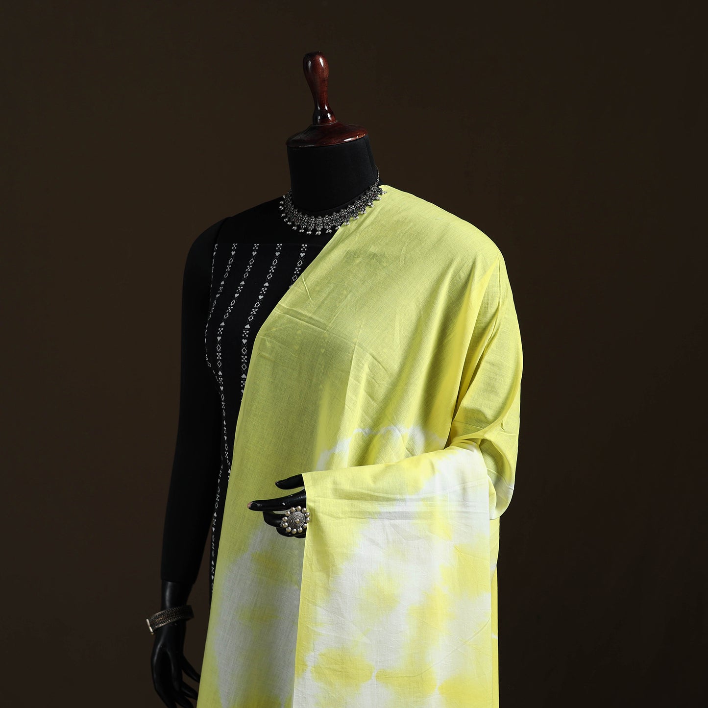 Shibori Tie-Dye Cotton Dupatta with Tassels 37