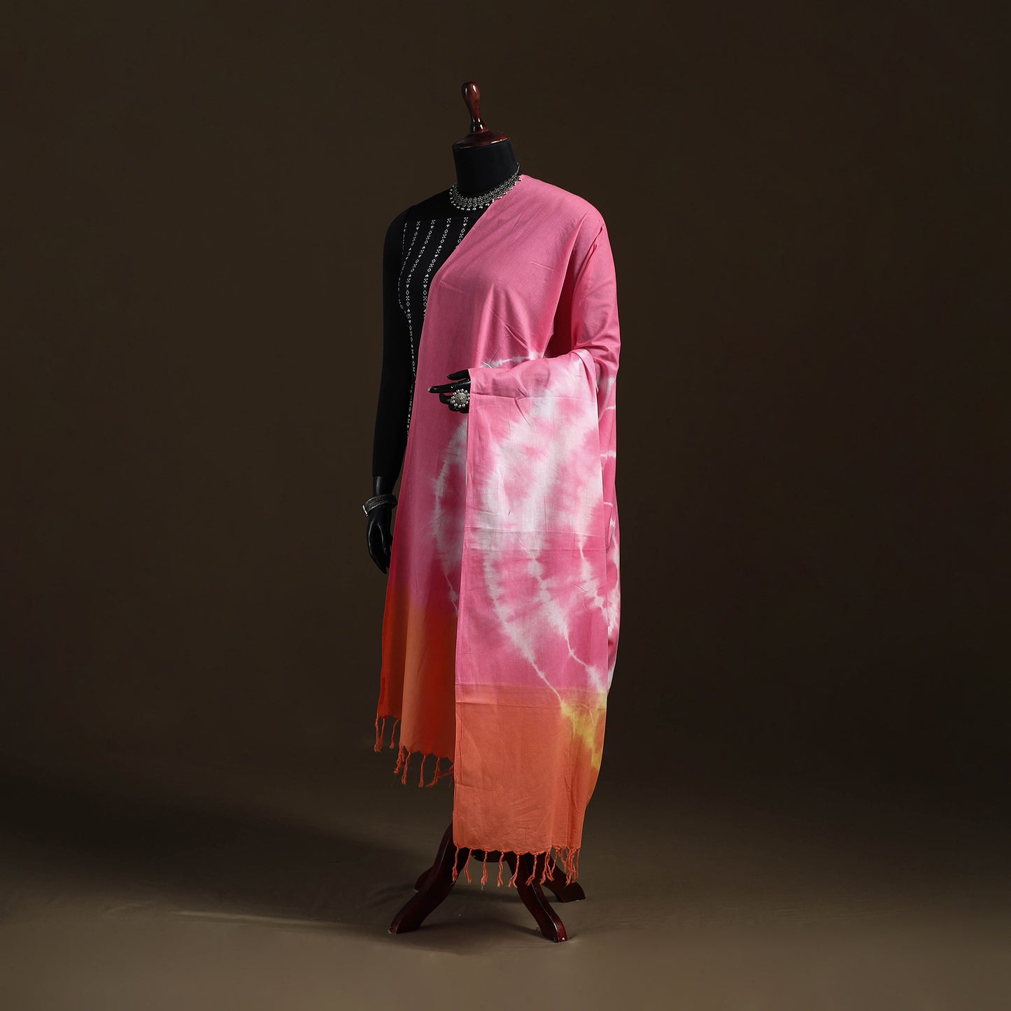 Shibori Tie-Dye Cotton Dupatta with Tassels 39