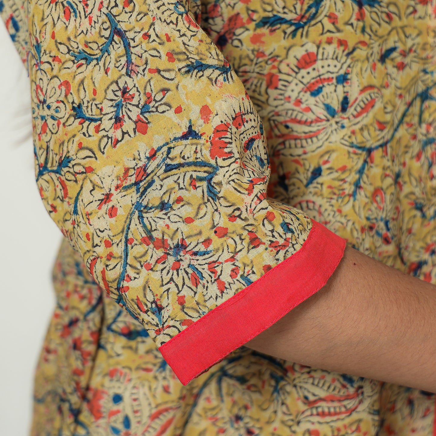 Kalamkari Hand Block Printed Cotton A-Line Kurta For Women