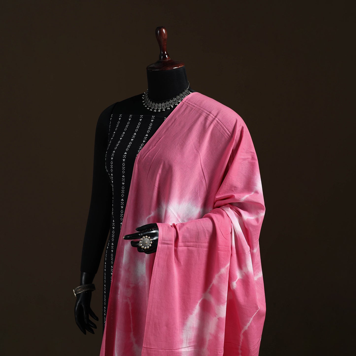Shibori Tie-Dye Cotton Dupatta with Tassels 41