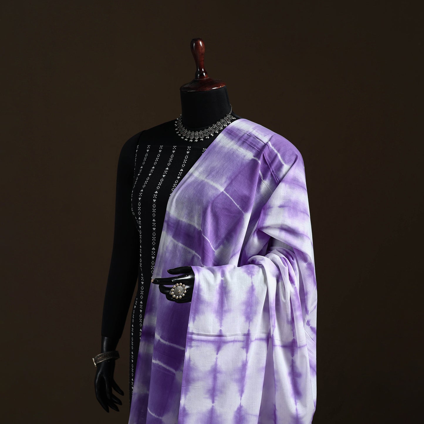 Shibori Tie-Dye Cotton Dupatta with Tassels 43