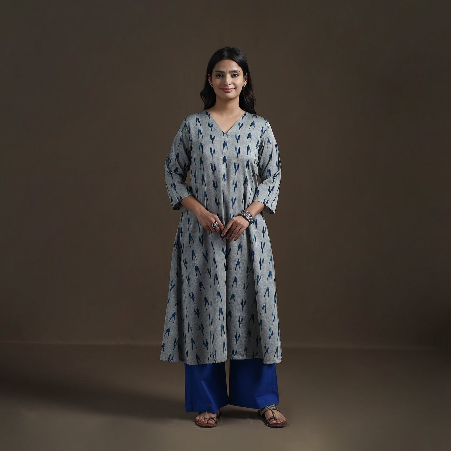 Cotton A-Line Pochampally Ikat Kurta for Women 04