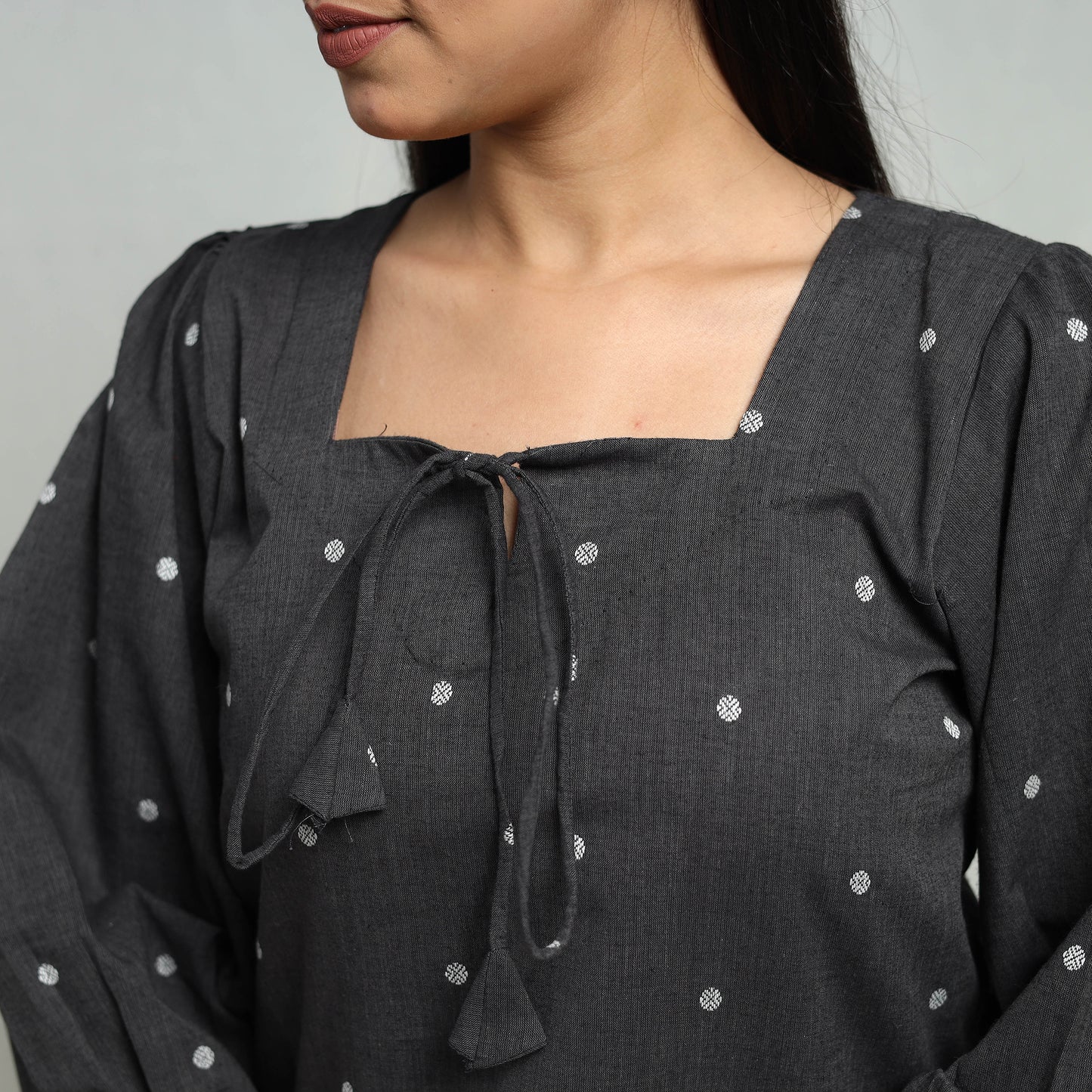 Buy Black Cotton Jacquard Crop Top