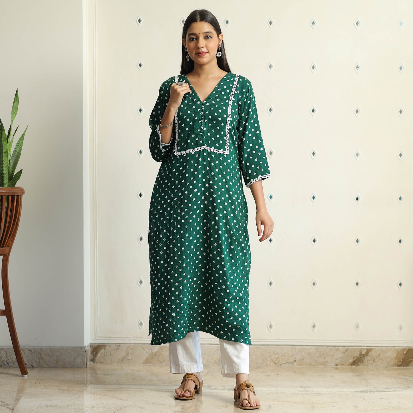 Buy Bandhani Tie-dye Cotton Straight Kurta 12 Online at iTokri.com