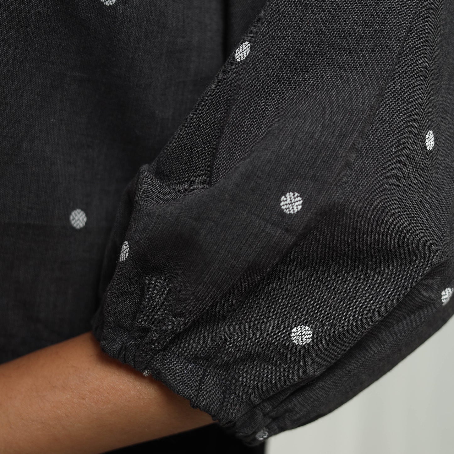 Buy Black Cotton Jacquard Crop Top