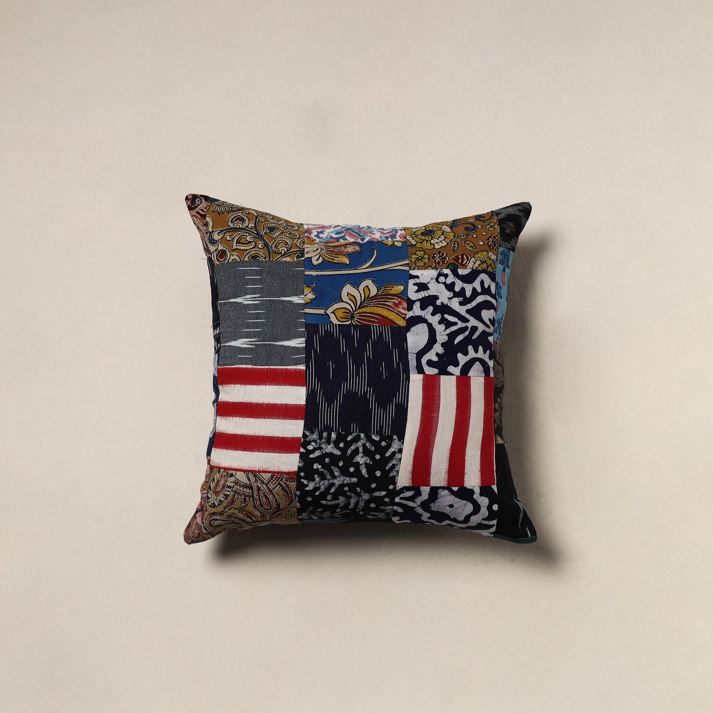 Handcrafted Patchwork Cushion Cover (16 x 16 in) 19