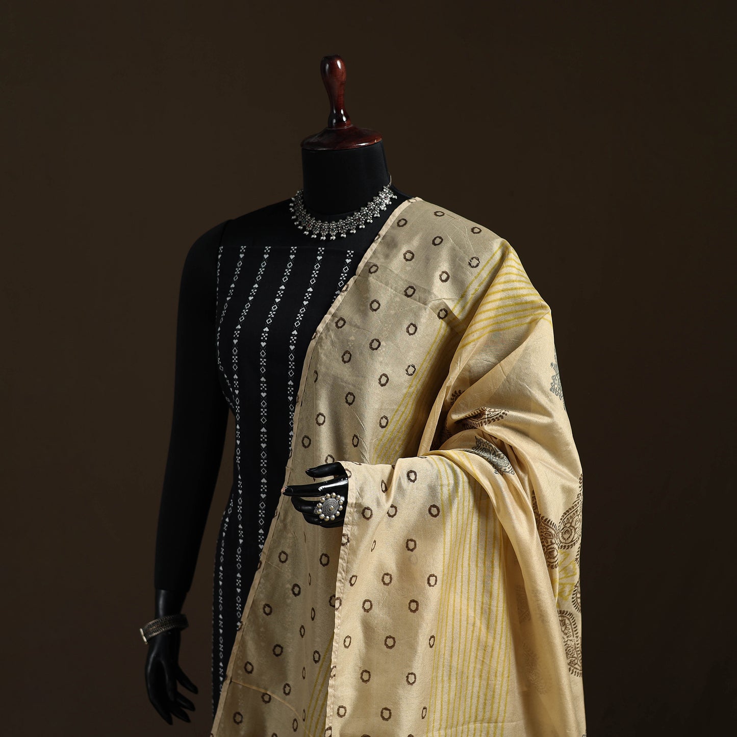 Sanganeri Hand Block Print Chanderi Silk Dupatta 49