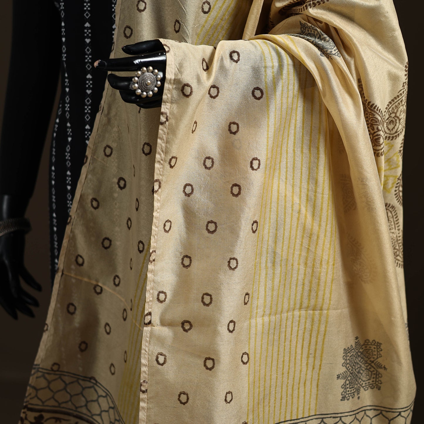 Sanganeri Hand Block Print Chanderi Silk Dupatta 49