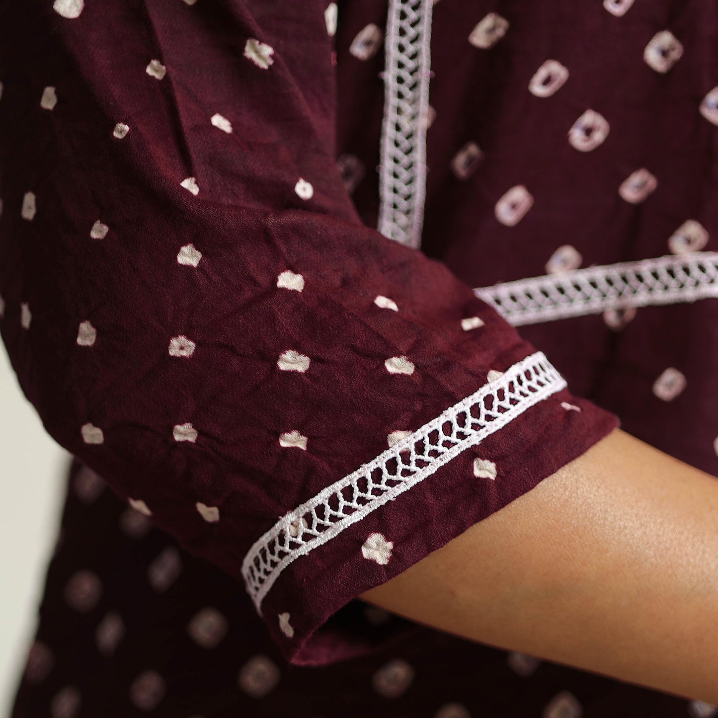 Buy Bandhani Tie-dye Cotton Straight Kurta for Women