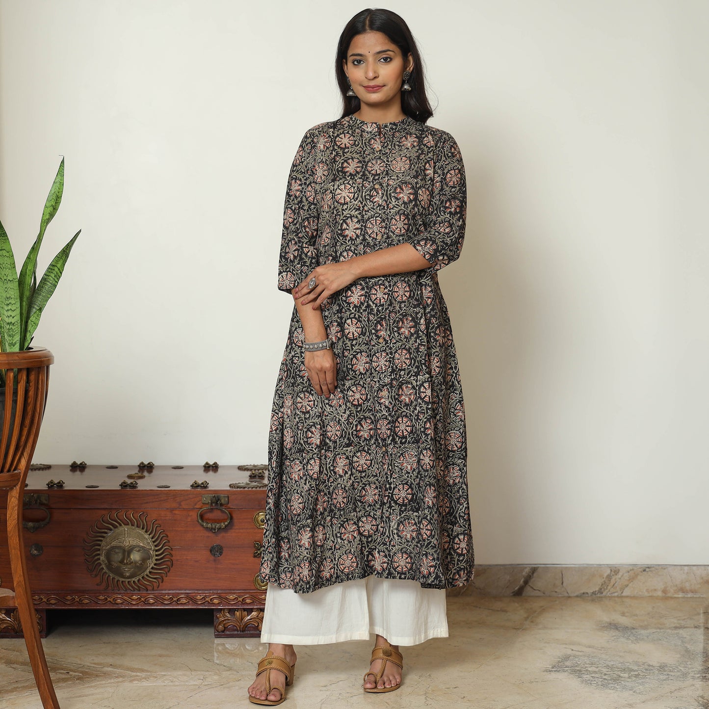 Buy Kalamkari Hand Block Printed Cotton Kurta For Women