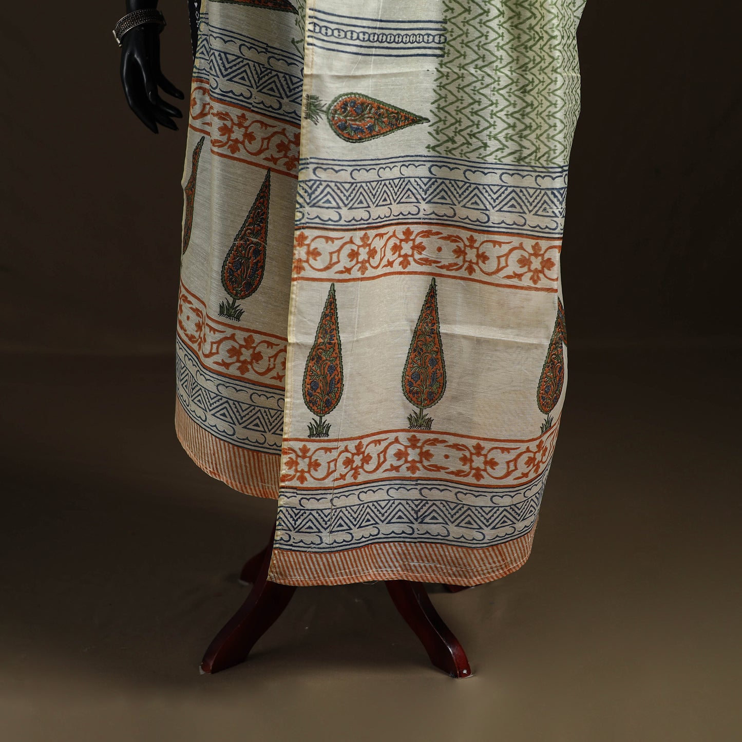 Sanganeri Hand Block Print Chanderi Silk Dupatta 51