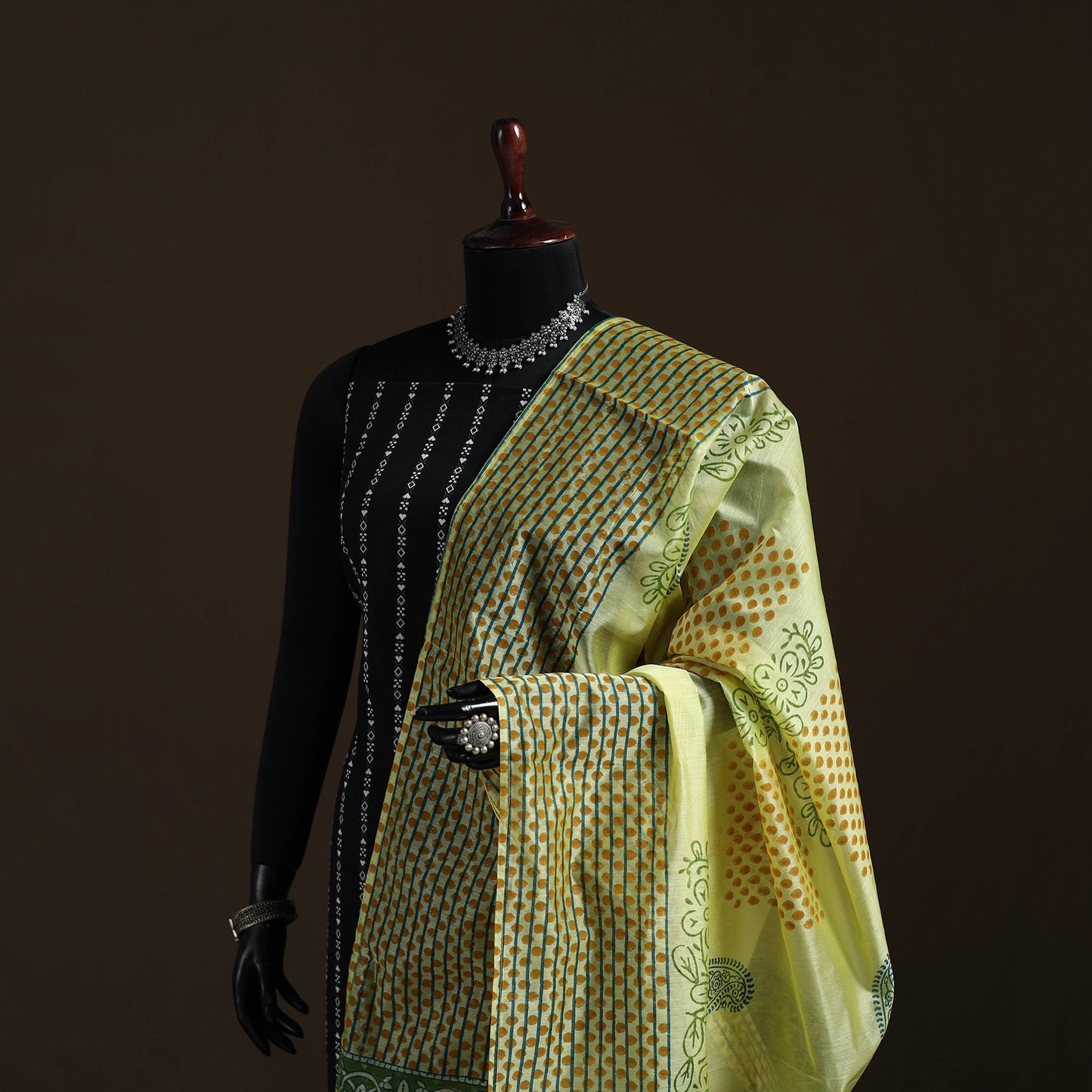 Sanganeri Hand Block Print Chanderi Silk Dupatta 52