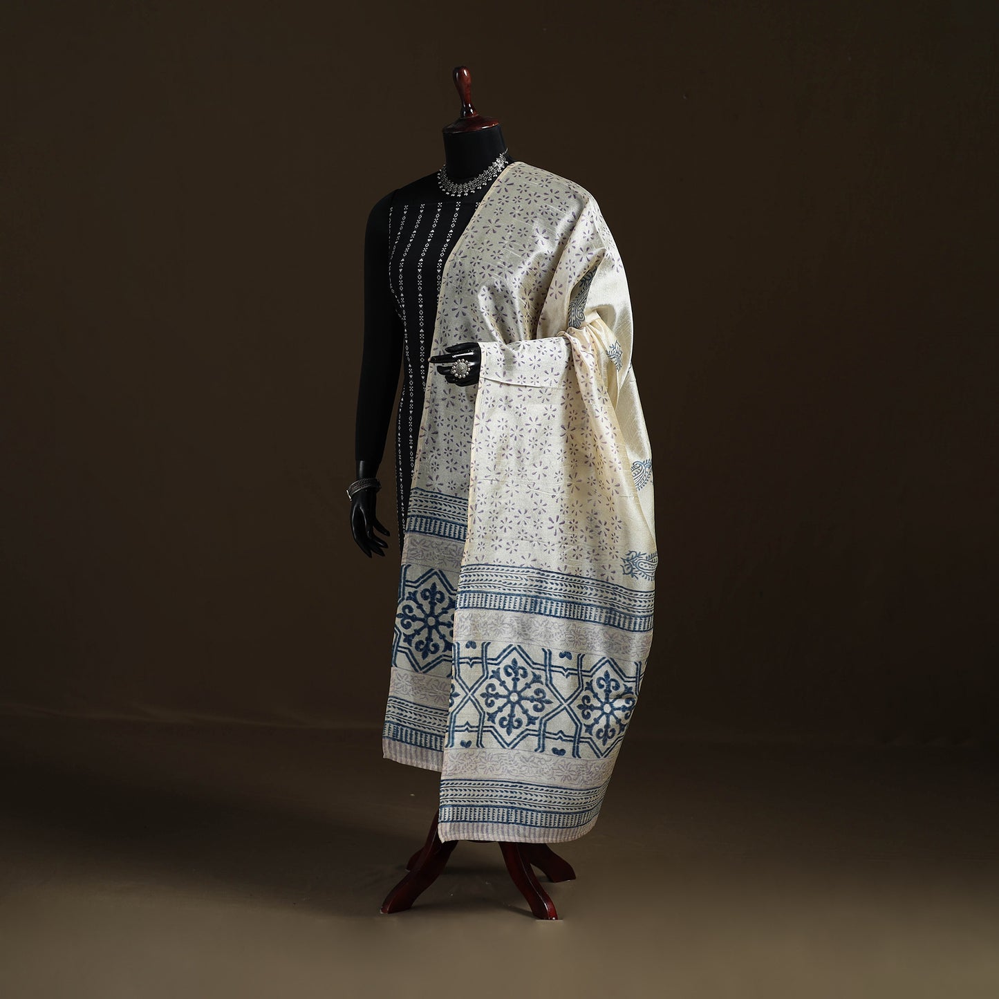 Sanganeri Hand Block Print Chanderi Silk Dupatta 54