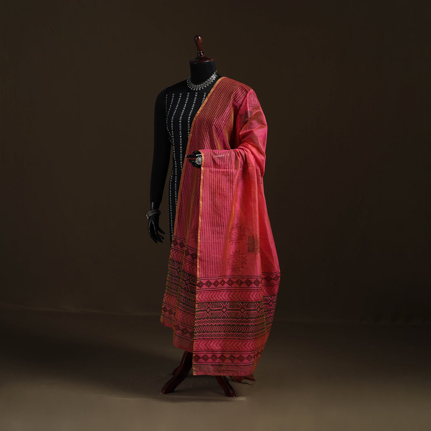 Sanganeri Hand Block Print Chanderi Silk Dupatta 55