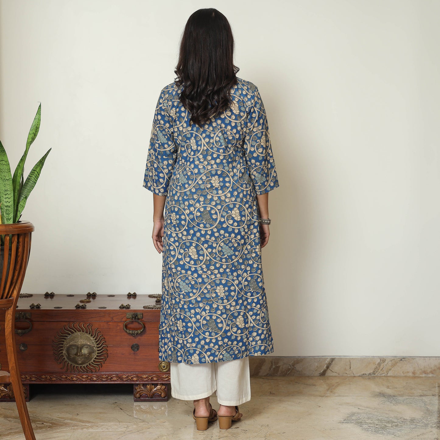 Buy Kalamkari Printed Cotton Straight Kurta 14 Online at iTokri.com