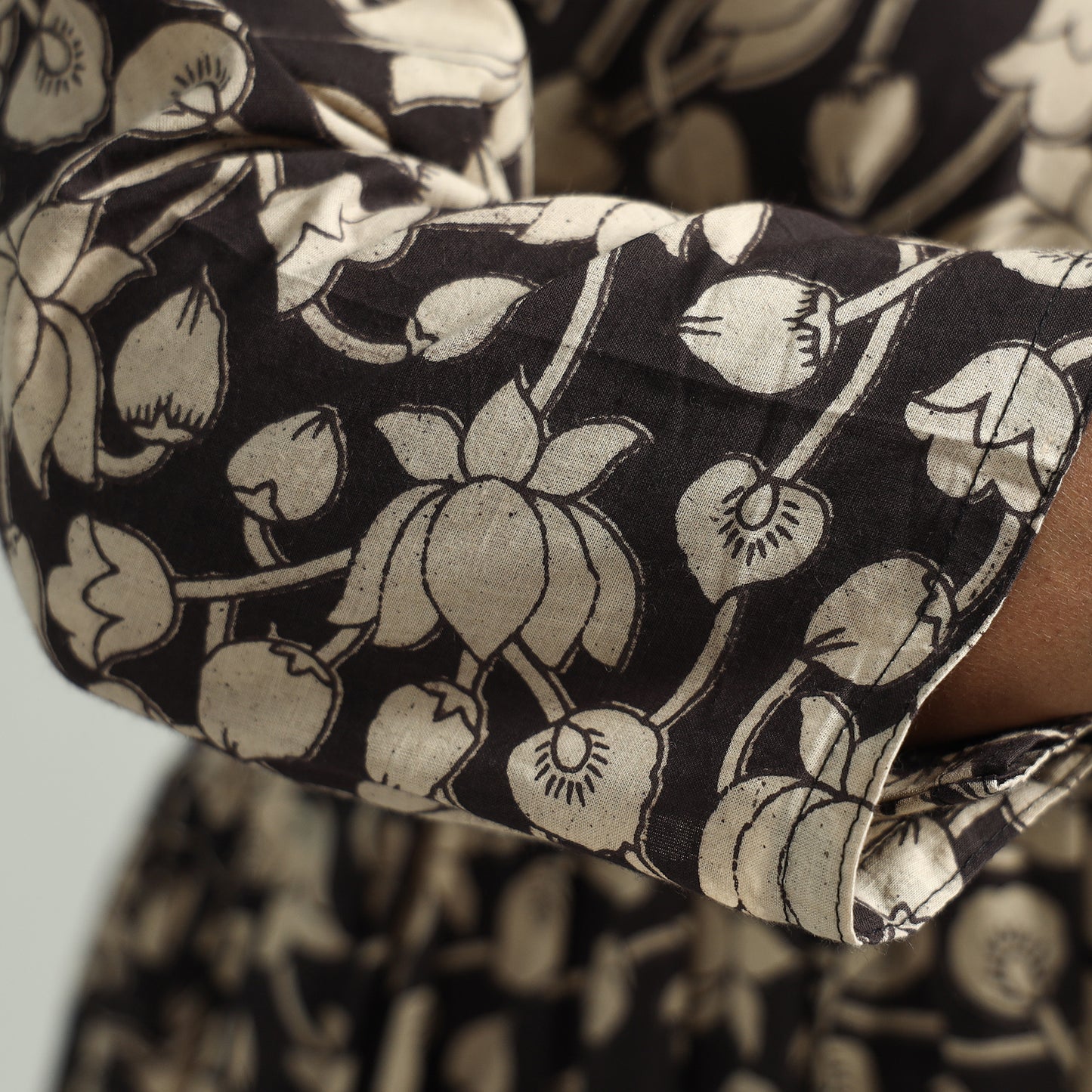 Black - Kalamkari Printed Tiered Cotton Dress