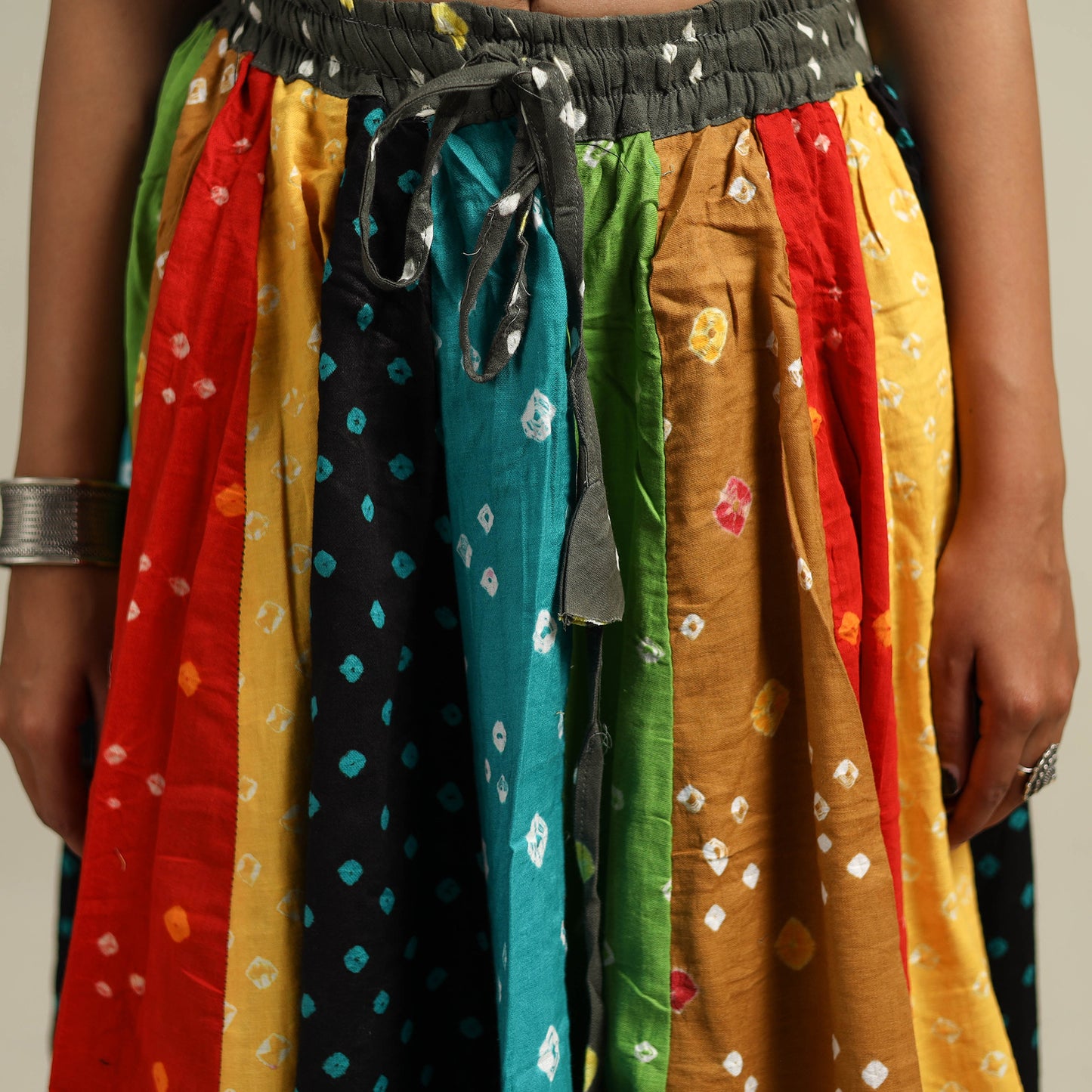 Multicolor - Bandhani Tie-Dye Patchwork Cotton Short Skirt 48