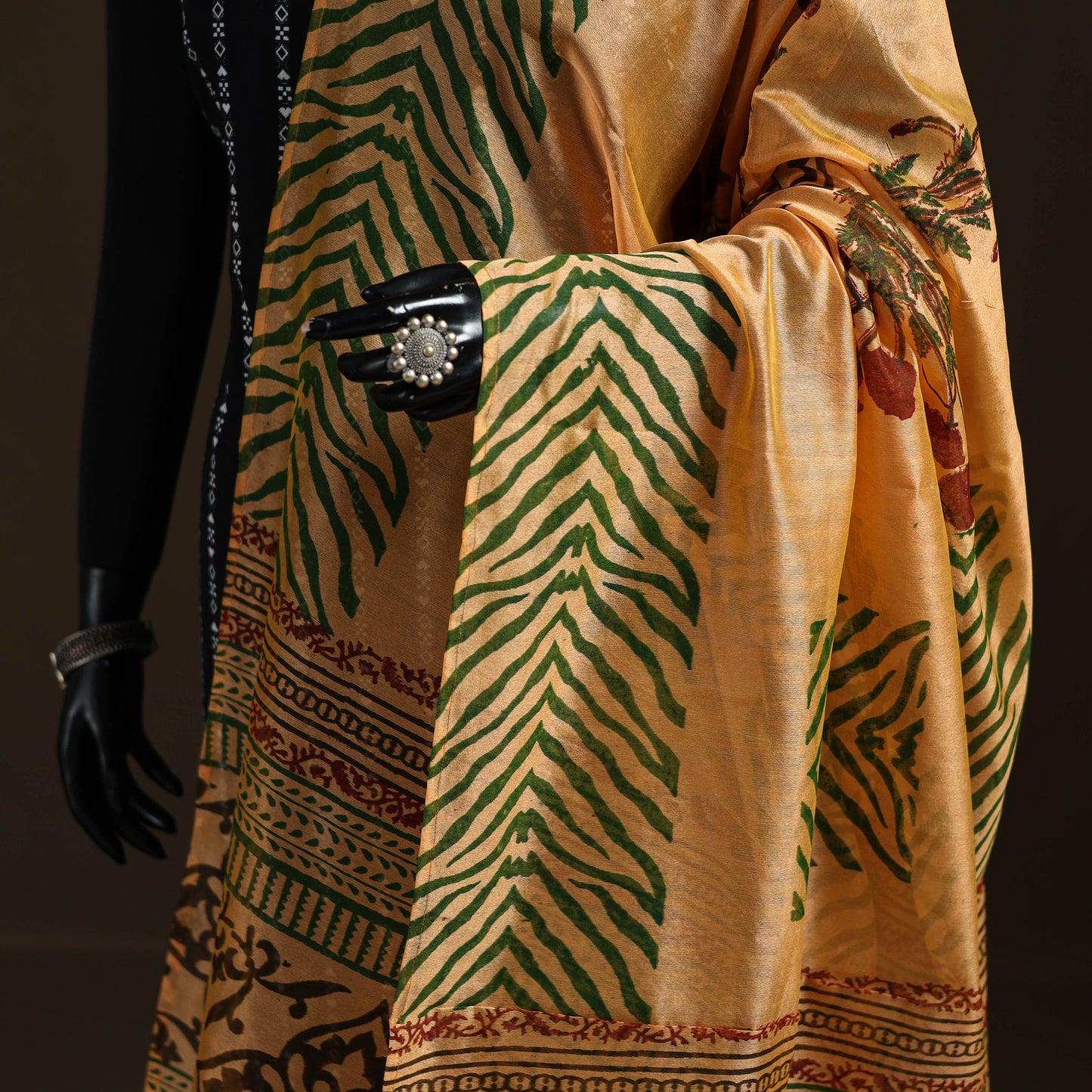 Sanganeri Hand Block Print Chanderi Silk Dupatta 58