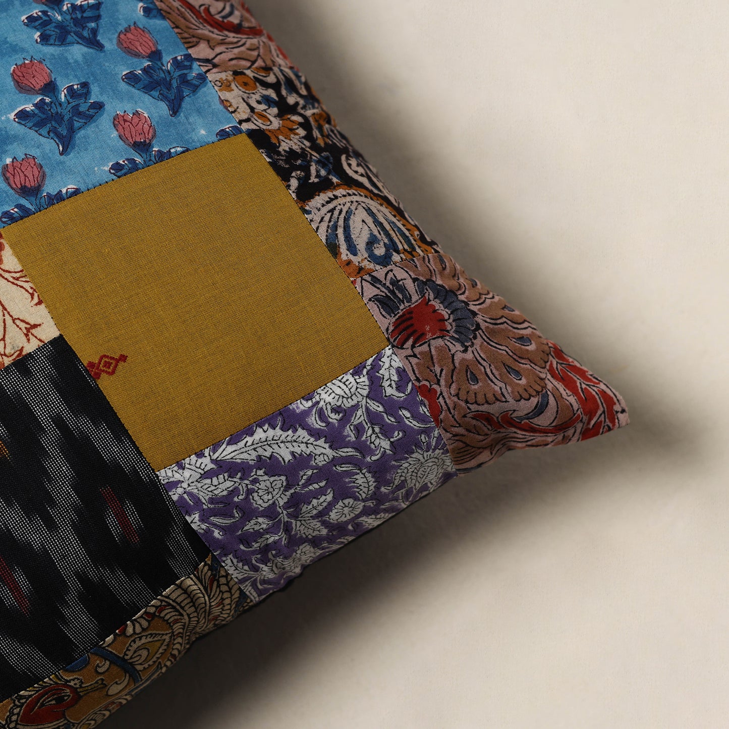 Handcrafted Patchwork Cushion Cover (16 x 16 in) 10