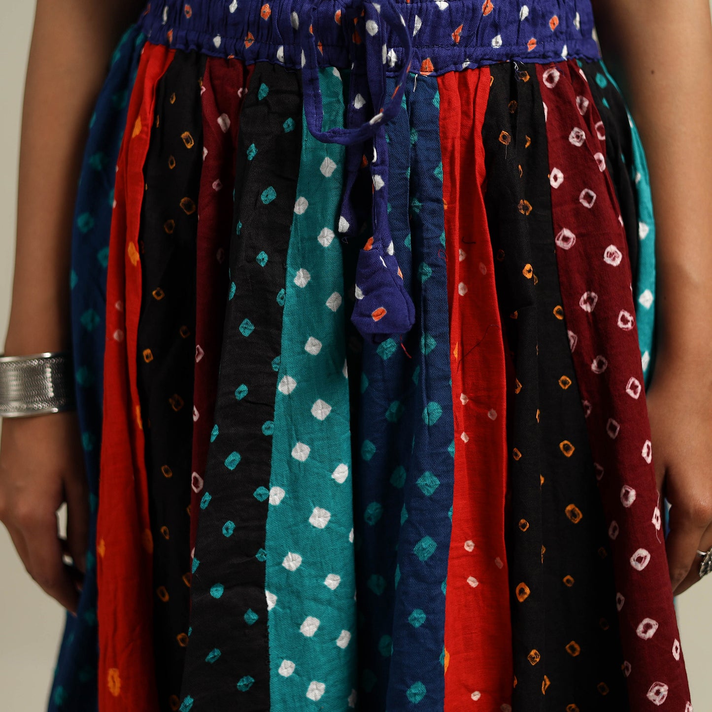 Multicolor - Bandhani Tie-Dye Patchwork Cotton Short Skirt 50