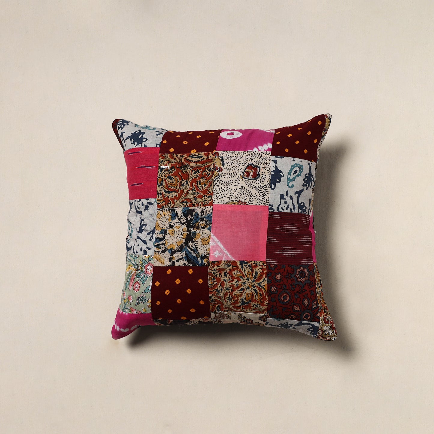 Handcrafted Patchwork Cushion Cover (16 x 16 in) 12