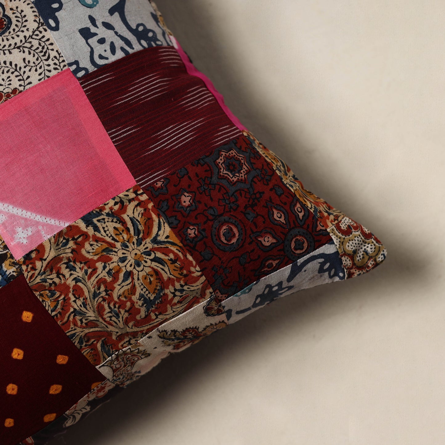 Handcrafted Patchwork Cushion Cover (16 x 16 in) 12